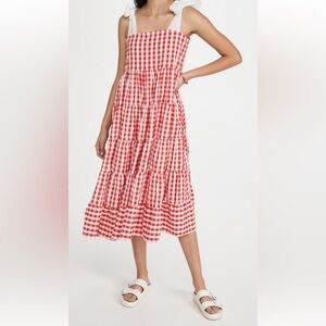 SISTER JANE Love Note Gingham Midi Dress In Red And White size XS